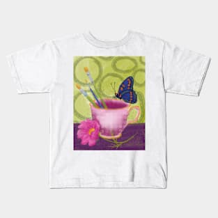 Butterfly Teacup Kids T-Shirt